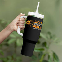 Funny Soccer Tumbler With Handle Life Is About Goals And Assists Youth Soccer - Wonder Print Shop