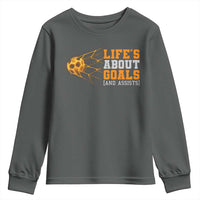 Funny Soccer Youth Sweatshirt Life Is About Goals And Assists Youth Soccer - Wonder Print Shop