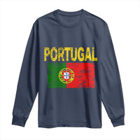 Portugal Flag Long Sleeve Shirt Retro Vintage Portuguese Flags Futebol - Wonder Print Shop
