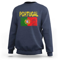Portugal Flag Sweatshirt Retro Vintage Portuguese Flags Futebol - Wonder Print Shop