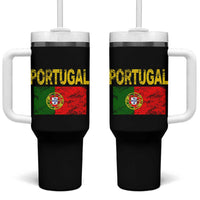 Portugal Flag Tumbler With Handle Retro Vintage Portuguese Flags Futebol - Wonder Print Shop
