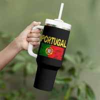 Portugal Flag Tumbler With Handle Retro Vintage Portuguese Flags Futebol - Wonder Print Shop