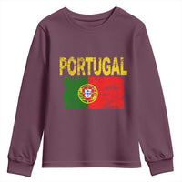 Portugal Flag Youth Sweatshirt Retro Vintage Portuguese Flags Futebol - Wonder Print Shop