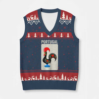 Portuguese Rooster V-Neck Knit Sweater Vest Galo de Barcelos Portugal Roots Pride Heritage Gift - Wonder Print Shop