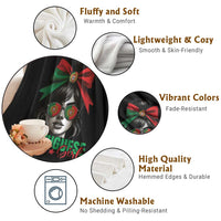 Portuguese Girl Throw Blanket Messy Bun Portugal Flag Roots Heritage Pride Gift - Wonder Print Shop