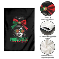 Portuguese Girl Garden Flag Messy Bun Portugal Flag Roots Heritage Pride Gift - Wonder Print Shop