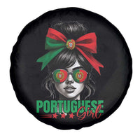 Portuguese Girl Spare Tire Cover Messy Bun Portugal Flag Roots Heritage Pride Gift - Wonder Print Shop