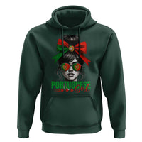 Portuguese Girl Hoodie Messy Bun Portugal Flag Roots Heritage Pride Gift - Wonder Print Shop