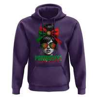 Portuguese Girl Hoodie Messy Bun Portugal Flag Roots Heritage Pride Gift - Wonder Print Shop