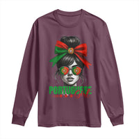 Portuguese Girl Long Sleeve Shirt Messy Bun Portugal Flag Roots Heritage Pride Gift - Wonder Print Shop
