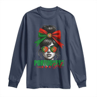 Portuguese Girl Long Sleeve Shirt Messy Bun Portugal Flag Roots Heritage Pride Gift - Wonder Print Shop