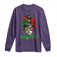 Portuguese Girl Long Sleeve Shirt Messy Bun Portugal Flag Roots Heritage Pride Gift - Wonder Print Shop