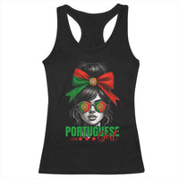 Portuguese Girl Racerback Tank Top Messy Bun Portugal Flag Roots Heritage Pride Gift - Wonder Print Shop