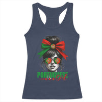 Portuguese Girl Racerback Tank Top Messy Bun Portugal Flag Roots Heritage Pride Gift - Wonder Print Shop