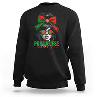 Portuguese Girl Sweatshirt Messy Bun Portugal Flag Roots Heritage Pride Gift - Wonder Print Shop