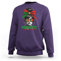 Portuguese Girl Sweatshirt Messy Bun Portugal Flag Roots Heritage Pride Gift - Wonder Print Shop