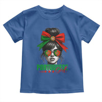 Portuguese Girl Toddler T Shirt Messy Bun Portugal Flag Roots Heritage Pride Gift - Wonder Print Shop