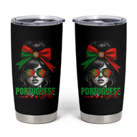 Portuguese Girl Tumbler Cup Messy Bun Portugal Flag Roots Heritage Pride Gift - Wonder Print Shop