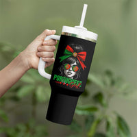 Portuguese Girl Tumbler With Handle Messy Bun Portugal Flag Roots Heritage Pride Gift - Wonder Print Shop