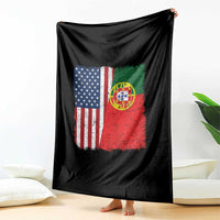 Portuguese American Flag Throw Blanket Retro Vintage USA Portugal Roots Heritage Pride - Wonder Print Shop