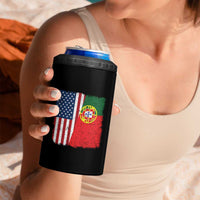 Portuguese American Flag 4 in 1 Can Cooler Tumbler Retro Vintage USA Portugal Roots Heritage Pride - Wonder Print Shop