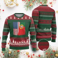 Portuguese American Flag Ugly Christmas Sweater Retro Vintage USA Portugal Roots Heritage Pride - Wonder Print Shop