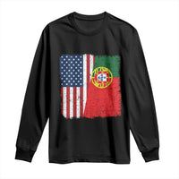Portuguese American Flag Long Sleeve Shirt Retro Vintage USA Portugal Roots Heritage Pride - Wonder Print Shop