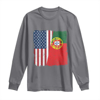 Portuguese American Flag Long Sleeve Shirt Retro Vintage USA Portugal Roots Heritage Pride - Wonder Print Shop