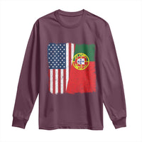 Portuguese American Flag Long Sleeve Shirt Retro Vintage USA Portugal Roots Heritage Pride - Wonder Print Shop