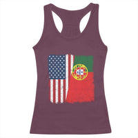 Portuguese American Flag Racerback Tank Top Retro Vintage USA Portugal Roots Heritage Pride - Wonder Print Shop