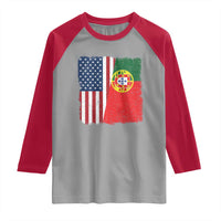 Portuguese American Flag Raglan Shirt Retro Vintage USA Portugal Roots Heritage Pride - Wonder Print Shop