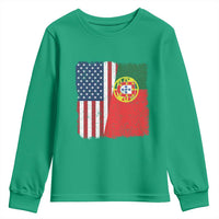 Portuguese American Flag Youth Sweatshirt Retro Vintage USA Portugal Roots Heritage Pride - Wonder Print Shop