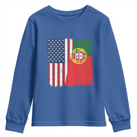 Portuguese American Flag Youth Sweatshirt Retro Vintage USA Portugal Roots Heritage Pride - Wonder Print Shop