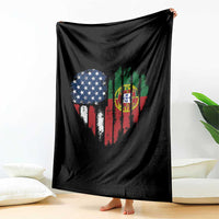 Half Portuguese American Flag Throw Blanket Portugal Roots USA Flag Immigrant Gifts - Wonder Print Shop