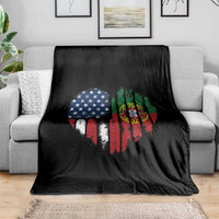 Half Portuguese American Flag Throw Blanket Portugal Roots USA Flag Immigrant Gifts - Wonder Print Shop