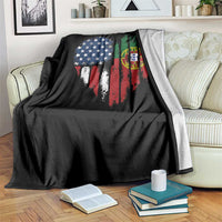 Half Portuguese American Flag Throw Blanket Portugal Roots USA Flag Immigrant Gifts - Wonder Print Shop