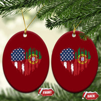 Half Portuguese American Flag Ceramic Ornament Portugal Roots USA Flag Immigrant Gifts - Wonder Print Shop