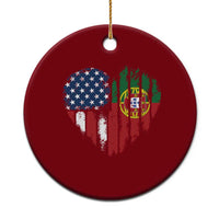 Half Portuguese American Flag Ceramic Ornament Portugal Roots USA Flag Immigrant Gifts - Wonder Print Shop