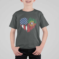 Half Portuguese American Flag T Shirt For Kid Portugal Roots USA Flag Immigrant Gifts - Wonder Print Shop