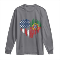 Half Portuguese American Flag Long Sleeve Shirt Portugal Roots USA Flag Immigrant Gifts - Wonder Print Shop