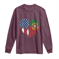 Half Portuguese American Flag Long Sleeve Shirt Portugal Roots USA Flag Immigrant Gifts - Wonder Print Shop