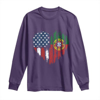 Half Portuguese American Flag Long Sleeve Shirt Portugal Roots USA Flag Immigrant Gifts - Wonder Print Shop