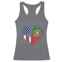 Half Portuguese American Flag Racerback Tank Top Portugal Roots USA Flag Immigrant Gifts - Wonder Print Shop