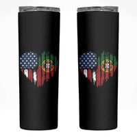 Half Portuguese American Flag Skinny Tumbler Portugal Roots USA Flag Immigrant Gifts - Wonder Print Shop