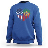 Half Portuguese American Flag Sweatshirt Portugal Roots USA Flag Immigrant Gifts - Wonder Print Shop