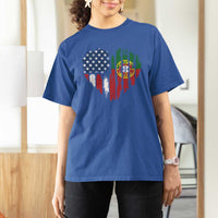 Half Portuguese American Flag T Shirt For Women Portugal Roots USA Flag Immigrant Gifts - Wonder Print Shop