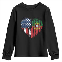 Half Portuguese American Flag Youth Sweatshirt Portugal Roots USA Flag Immigrant Gifts - Wonder Print Shop