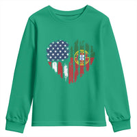 Half Portuguese American Flag Youth Sweatshirt Portugal Roots USA Flag Immigrant Gifts - Wonder Print Shop