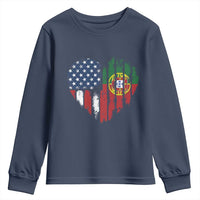 Half Portuguese American Flag Youth Sweatshirt Portugal Roots USA Flag Immigrant Gifts - Wonder Print Shop