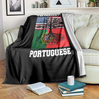 American Grown Portuguese Roots Throw Blanket Distressed Tree Portugal USA Flag - Wonder Print Shop